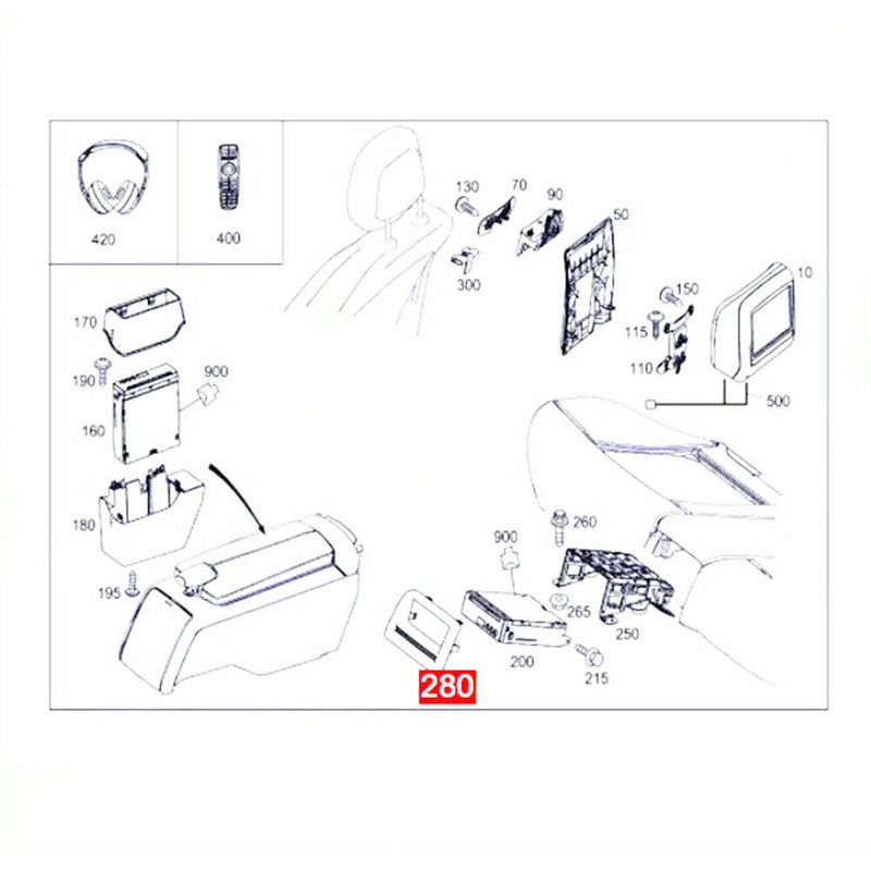 Rear Multimedia DVD Unit Trim Panel A2128460027 for Mercedes Benz 2009-2010 W212