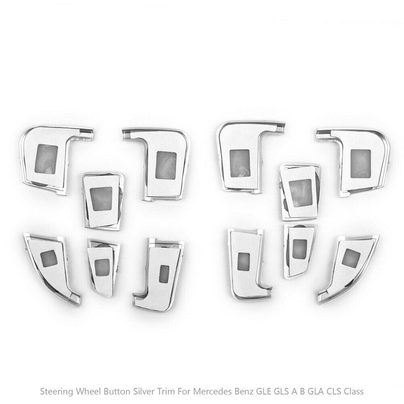 Steering Wheel Button Cover Trim Silver For Mercedes Benz A B GLA GLE CLA 2015+
