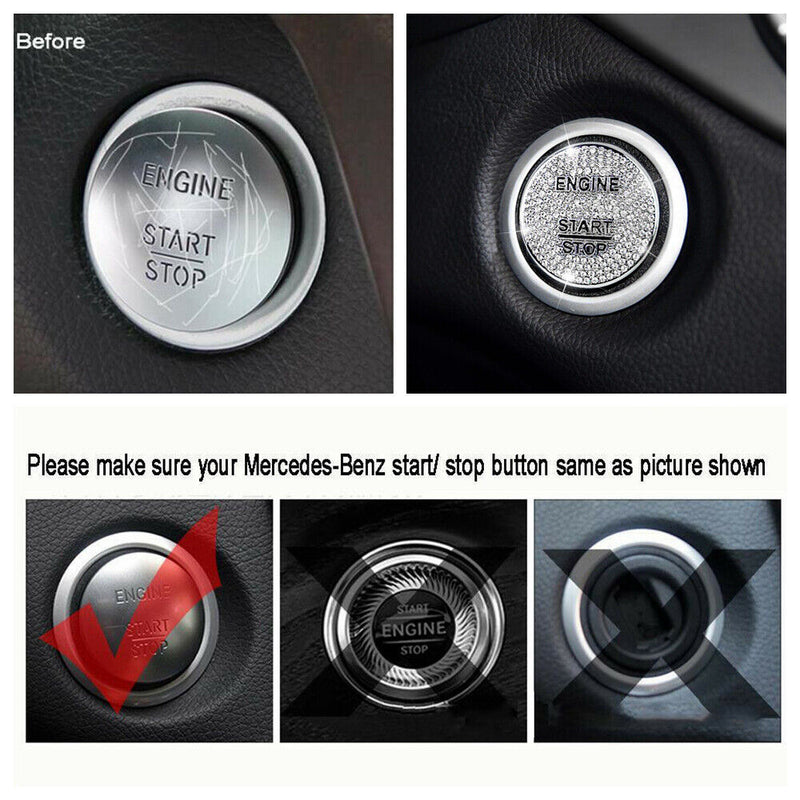 Zinc alloy Crystal Engine Start Stop Ignition Button Protection Cap for Benz