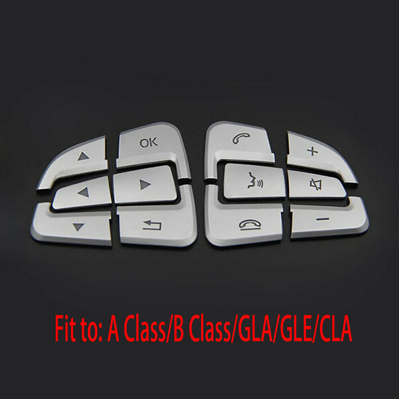 Steering Wheel Button Cover Trim Silver For Mercedes Benz A B GLA GLE CLA 2015+