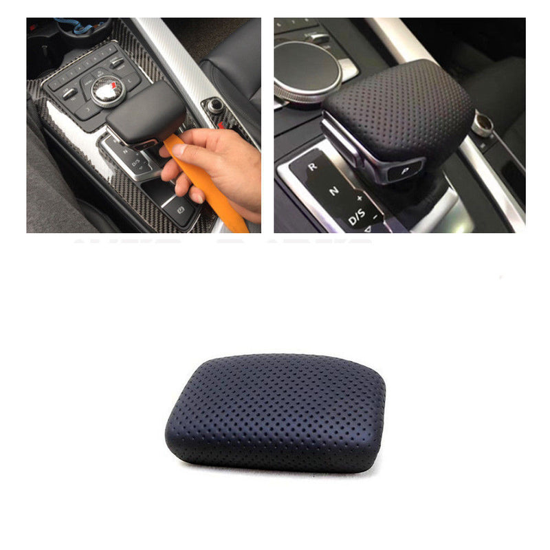 Perforated Leather Gear Shift Knob Cover 4M1713139F for Audi 2016-2019 Q7 LHD