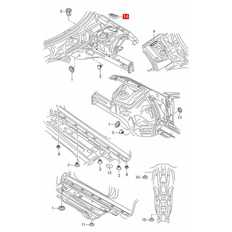 Front Right Side Strut Tower Upper Bung Cover for Audi A4 B8 S4 A5 S5 2009-2015