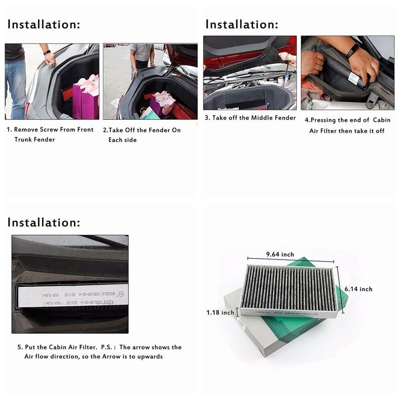 Carbon Fiber Cabin Air Filter Fit for  Tesla Model S 2012-2015