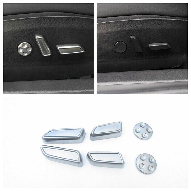 Silver Aluminum Alloy Seat Adjust Button Switch Cover Trim for Tesla Model 3