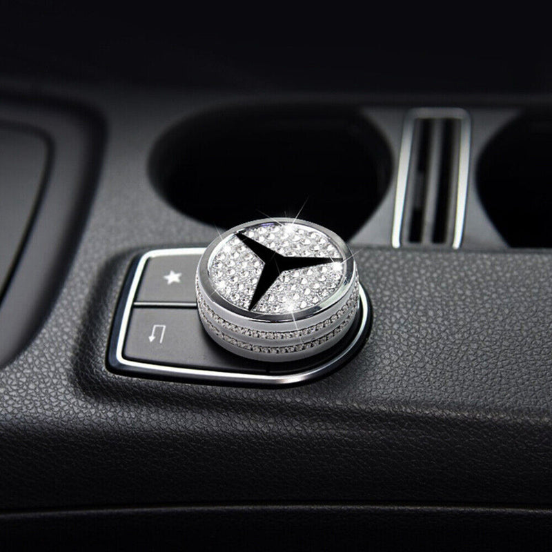Knob Cover Decor Rhinestone Cover Multimedia For Mercedes Benz