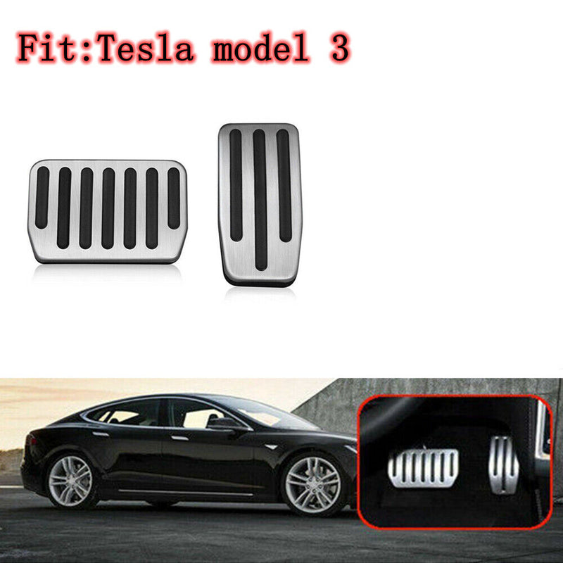 2Pcs Aluminum Accelerator Pedal Cover Gas Pedal For Tesla Model 3 17-19
