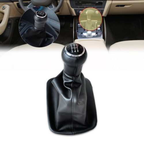 Black 5Speed Gear Shift Knob w/Gaitor Boot for Audi A6 C5 1998-2001 A4 1998-2000