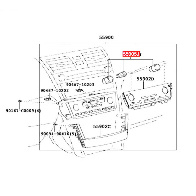 AC Climate Control Switch Button Knob 55905-06220 for Toyota 2005-2006 Camry