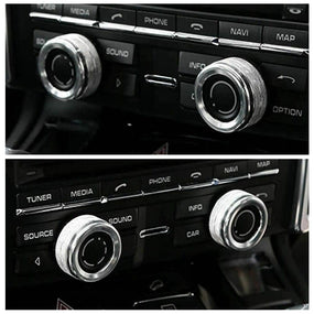 2x Silver Volume Radio Knob Covers for Porsche 2008-2017 Cayenne 2014-2017 Macan