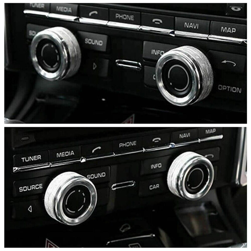 2x Silver Volume Radio Knob Covers for Porsche 2008-2017 Cayenne 2014-2017 Macan