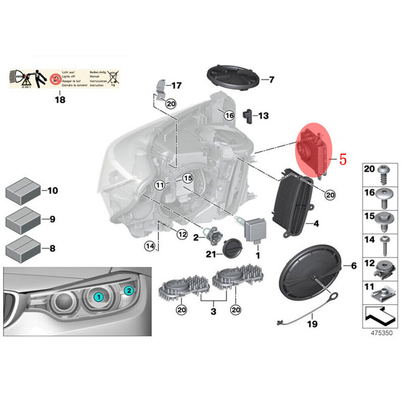 D1S Xenon Ballast HID Control Unit Module 63117317408 for BMW M3 M4 2014-2017