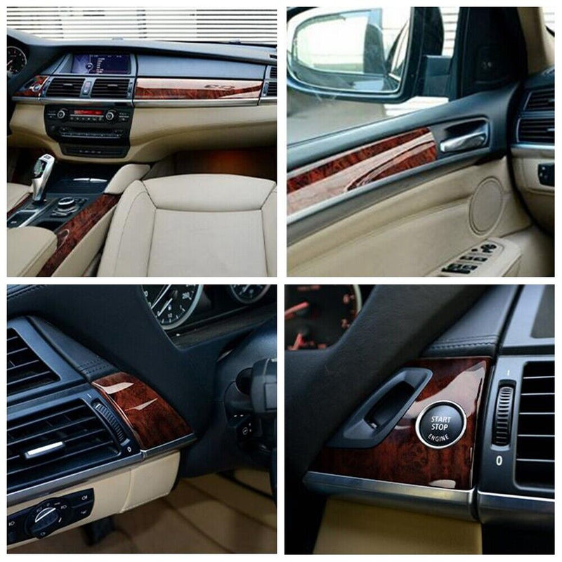 Peach Wood Grain Center Console Panel Inner Door Panel for BMW 2008-2013 X5 X6