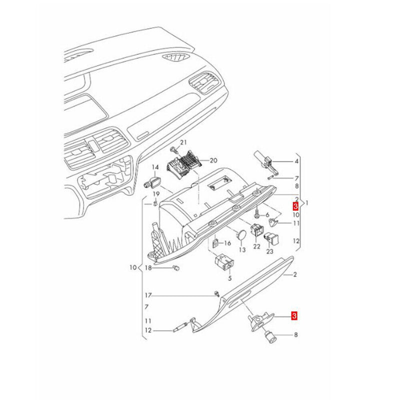 Glove Box Compartment Lid Latch Handle 8U1857131 for Audi Q3 8U LHD 2012-2014