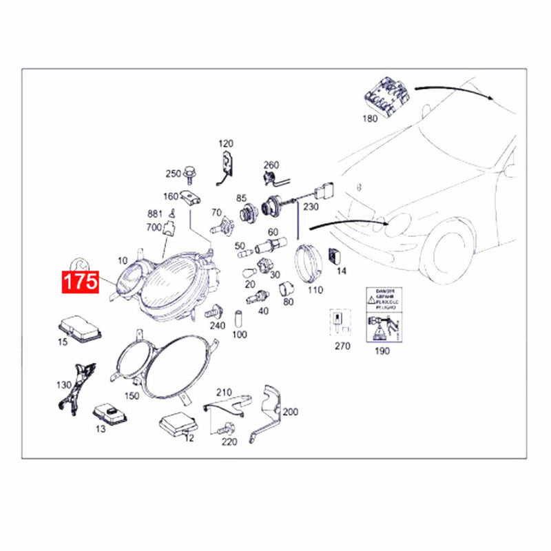 Headlamp Housing Bracket Repair Kit for Mercedes Benz E-Class W211 2004-2007