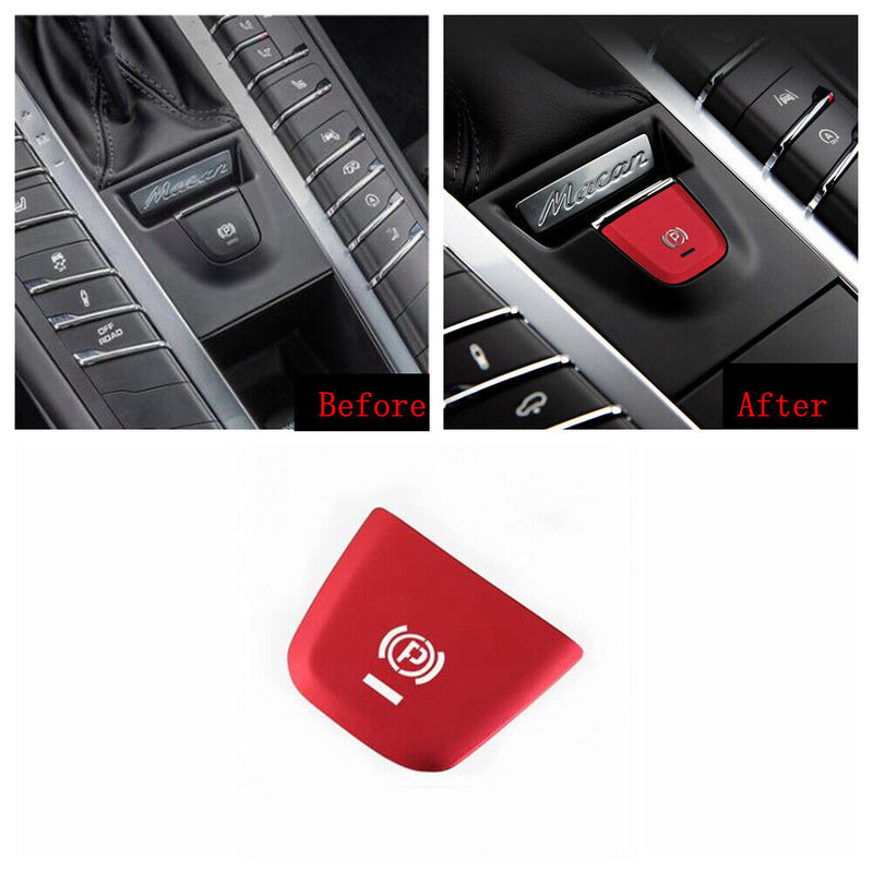 Red Aluminum Parking Brake P Button Switch Trim Cover for Porsche 2016-19 Macan