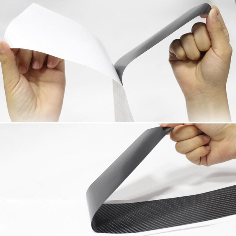 Silver 4D Carbon Fiber Car Accessory Door Sill Scuff Protector Stickers &Tool