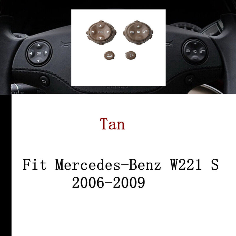 R&L Tan Steering Wheel Switch Button for Mercedes-Benz W221 S 2006-2009