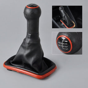 Red 5 Speed Gear Shift Knob Cover Stick Lever Boot For VW Bora Golf MK4 Jetta