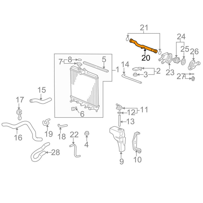 Water Coolant Connecting Pipe 19505-P2A-000 For Honda Civic 1996-2000