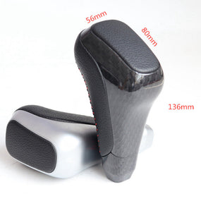 Silver&Black Leather Carbon Fiber Gear Shift Knob for Toyota 2014-2021 Tundra