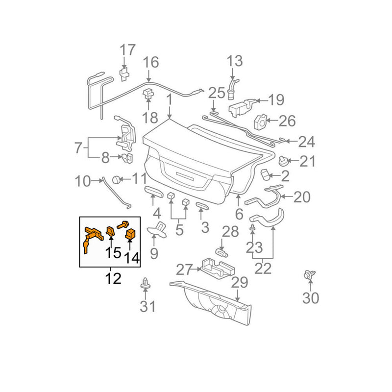 New Tailgate Trunk Lids Lock Core With Key 74861SNAA01 for Honda Civic 2006-2011