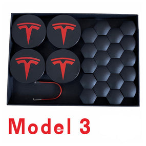 25PCS Wheel Center Hub Cap Cover+Lug Nut Covers kit for Tesla Model 3