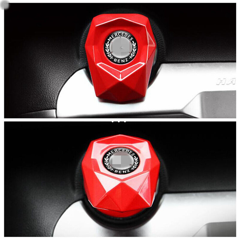 Red Alloy Engine Start Stop Button Switch Decor Trim Cover for Mercedes-Benz
