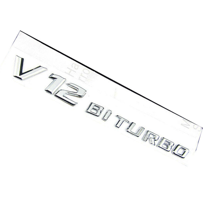 2¡ÁChrome Side Fender Sticker Emblem Badge # V12 BITURBO New