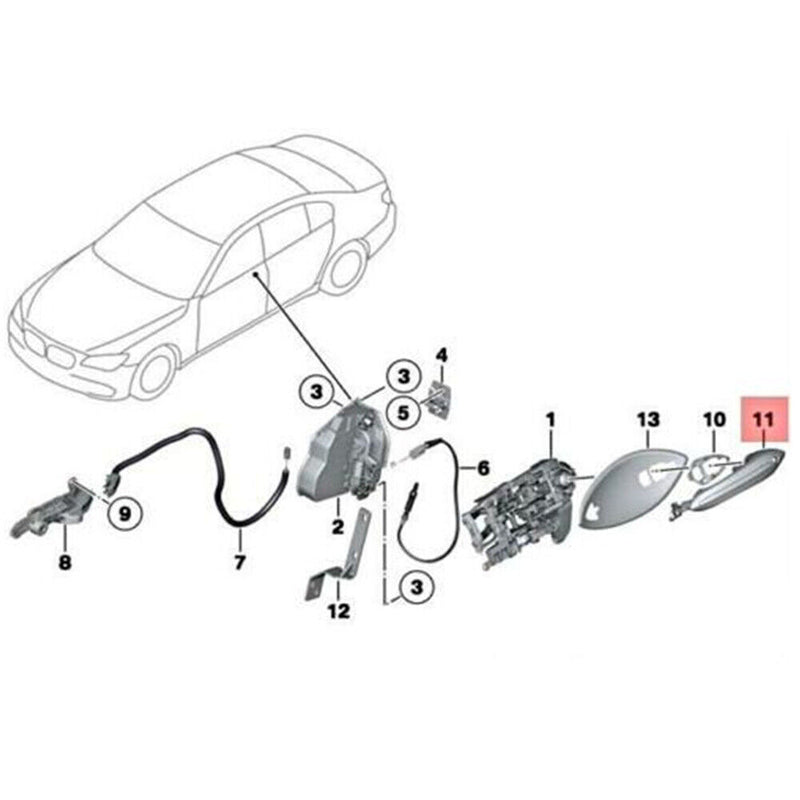 Comfort Access w/LED Front Left White Exterior Door Handle for BMW F07 F10 F01