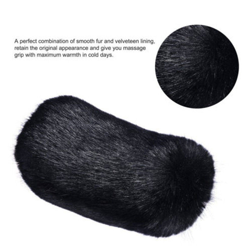 HOTLong Furry Steering Wheel Cover Shifter Cover and Parking Brake Cover black
