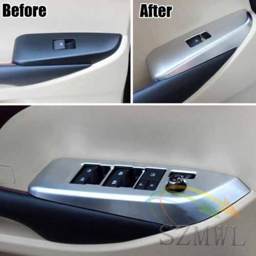 4X Chrome Inner Door Window Switch Panel Cover Trim For 14-17 Toyota Highlander