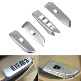 4X Chrome Inner Door Window Switch Panel Cover Trim For 14-17 Toyota Highlander