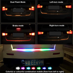 7 Color Car Rear Trunk RGB LED Strip Light Tailgate Brake Drive Turn Signal Flow