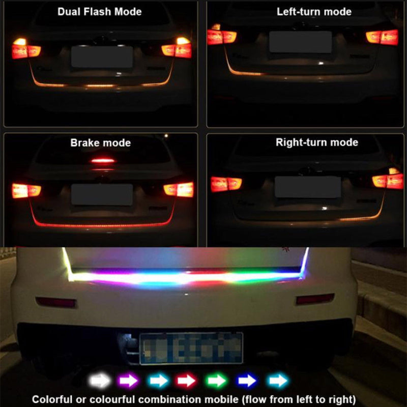 7 Color Car Rear Trunk RGB LED Strip Light Tailgate Brake Drive Turn Signal Flow