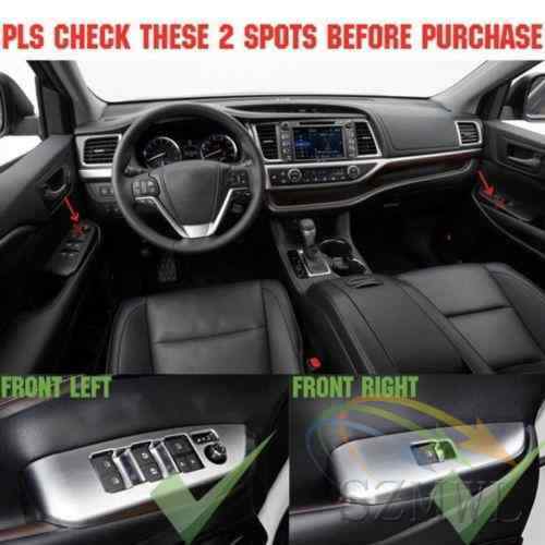 4X Chrome Inner Door Window Switch Panel Cover Trim For 14-17 Toyota Highlander